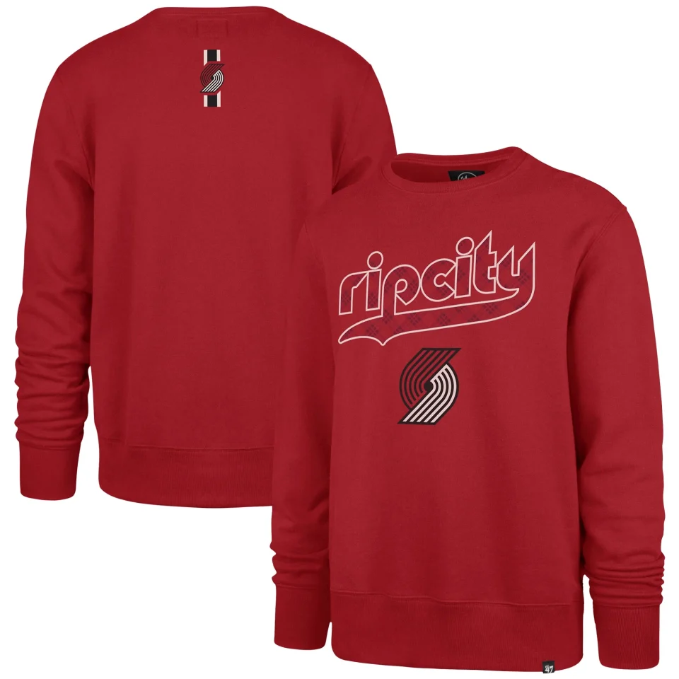 Ceramic Dining Men's '47 Red Portland Trail Blazers 2023/24 City Edition Postgame Headline Crew Pullover Sweatshirt