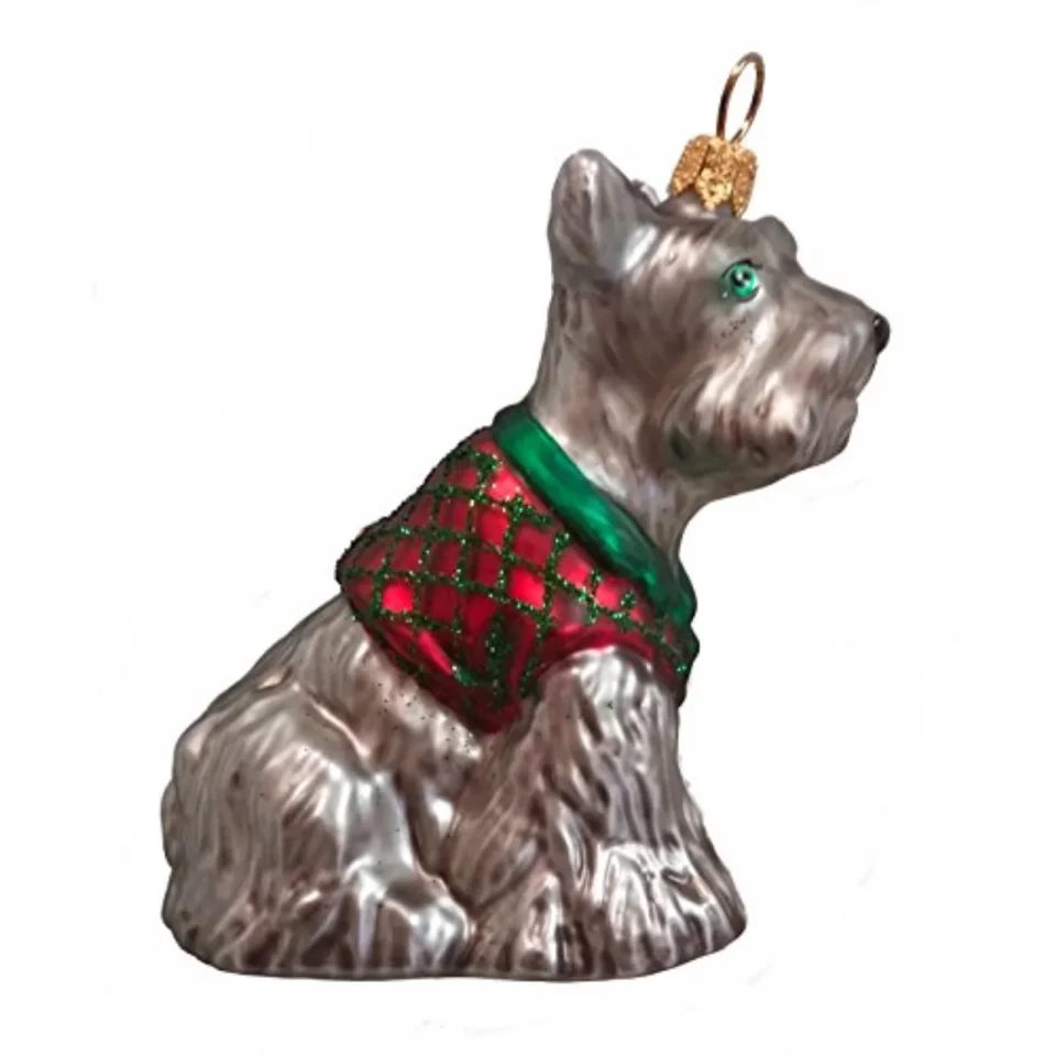 Premium Core Pinnacle Peak Trading Co Schnauzer Wearing A Sweater Polish Mouth Blown Glass Christmas Ornament