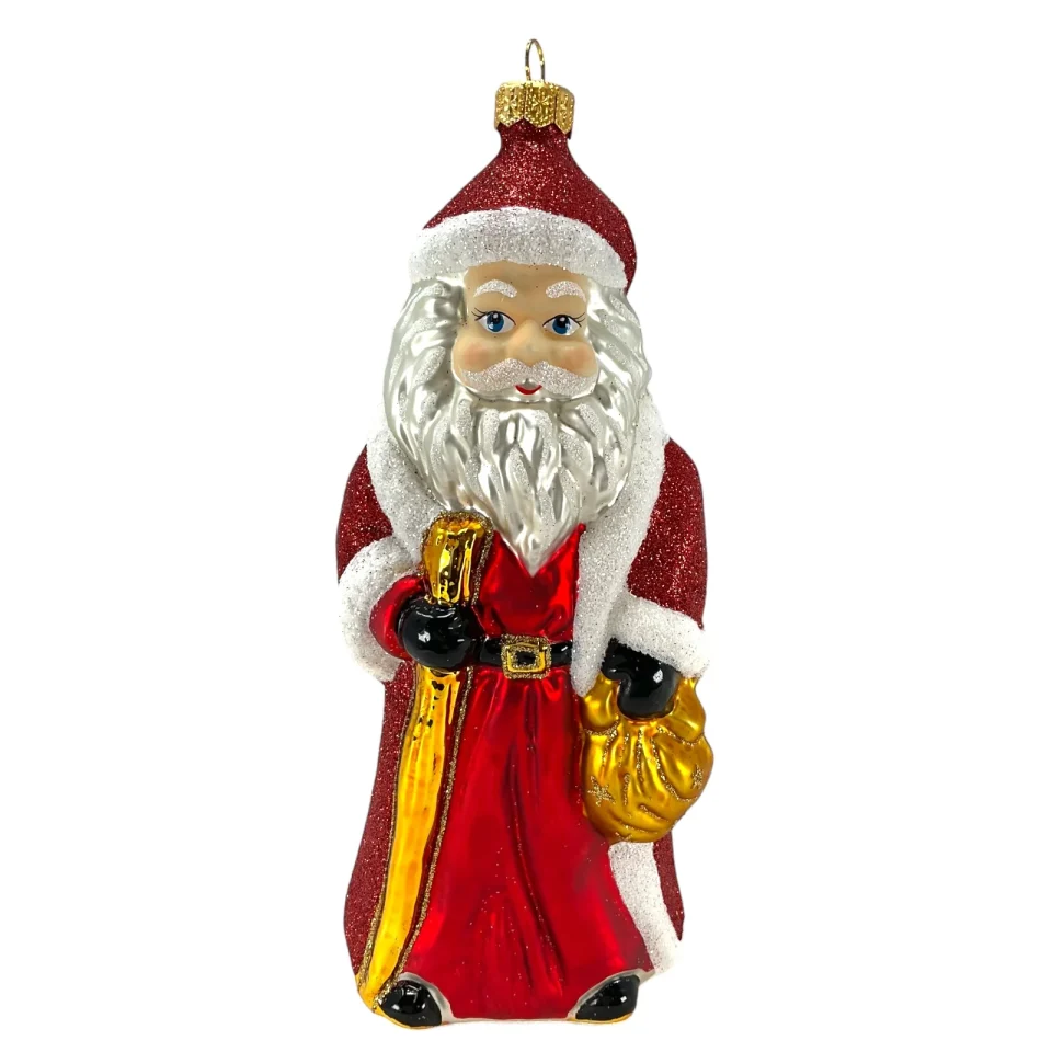 Dining Versatile Pinnacle Peak Trading Santa Claus with Bag of Presents Large Polish Glass Christmas Ornament 8.5 inch