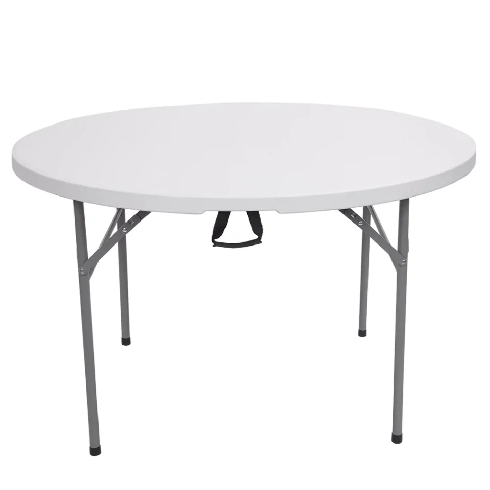 Polished 48inch Round Folding Table Outdoor Folding Utility Table White