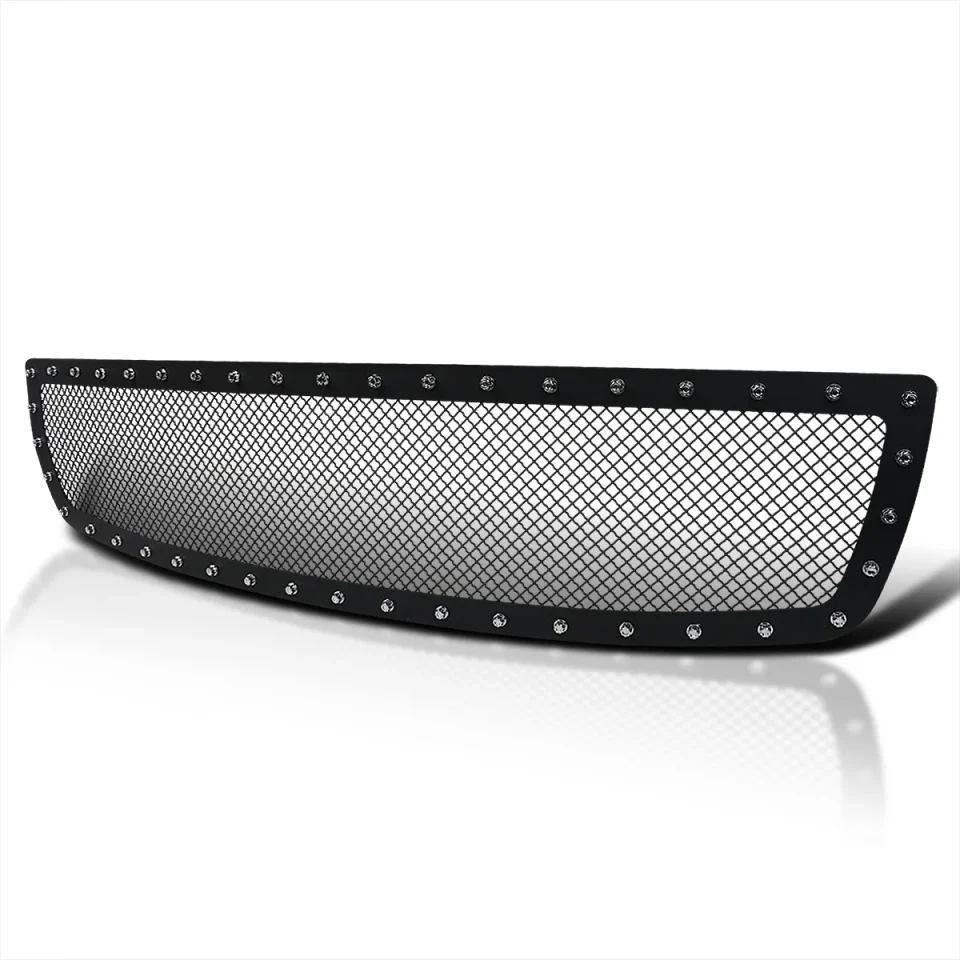 Office Top-Rated Spec-D Tuning Black Textured Rivet Style Upper Mesh Grille Grill Insert Compatible with GMC Sierra 1500 2003-2006