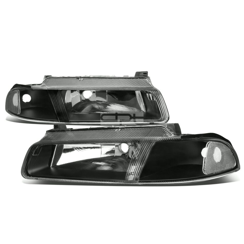 Core 1995-2000 Dodge Stratus Pair OE Style Black Housing Headlight Headlamps Kit