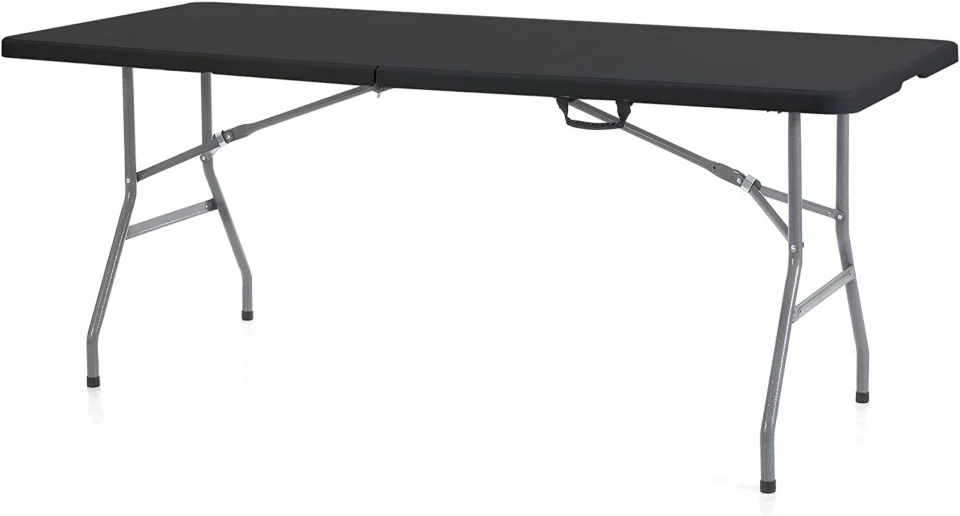 Select Versatile Durable Multipurpose Plastic Banquet 6 Foot Folding Table With Secure Base For Indoor And Outdoor Events, Black