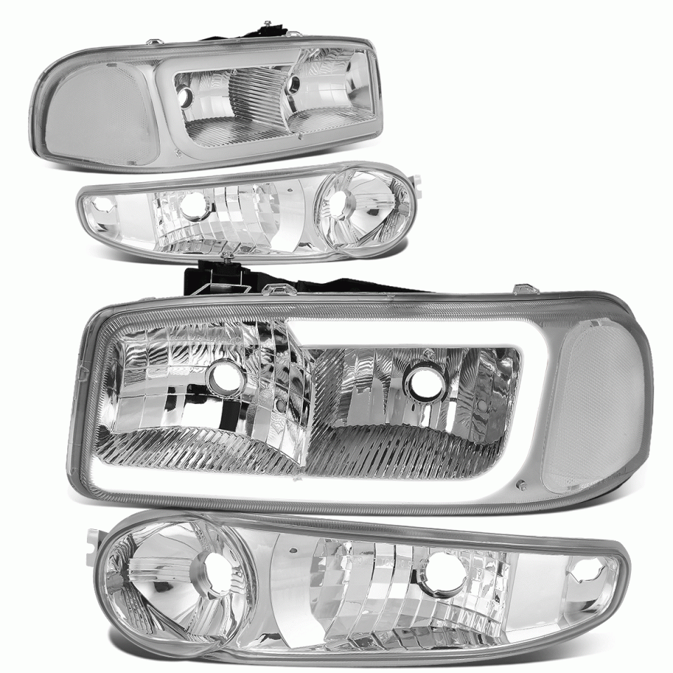 Food-Grade Long-Lasting 00-06 GMC Yukon XL Sierra Denali LED DRL Headlight+Bump