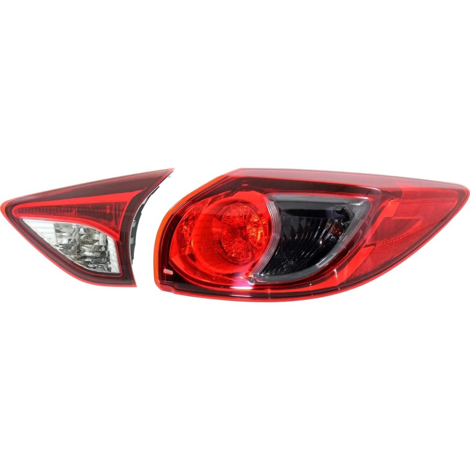Glossy Office Tail Light For 2013-2016 Mazda CX-5 Set of 2 Passenger Side Inner and Outer