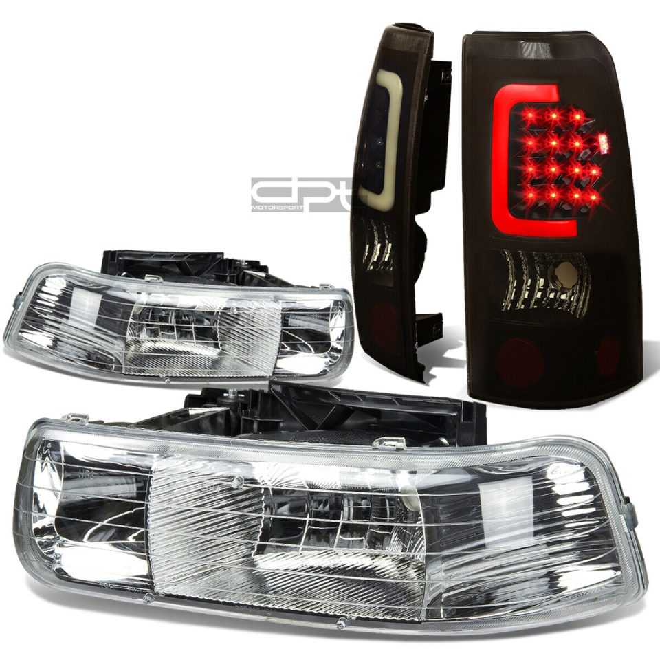 Wooden Kitchen 99-02 SILVERADO CHROME CRYSTAL HEADLIGHT+BLAC