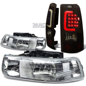 Wooden Kitchen 99-02 SILVERADO CHROME CRYSTAL HEADLIGHT+BLAC