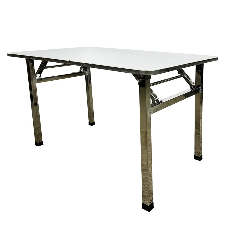 Wooden 47.5''x31.6'' Folding Table, Stainless Steel Table, Foldable Table for Restaurant, Home, Kitchen, Office