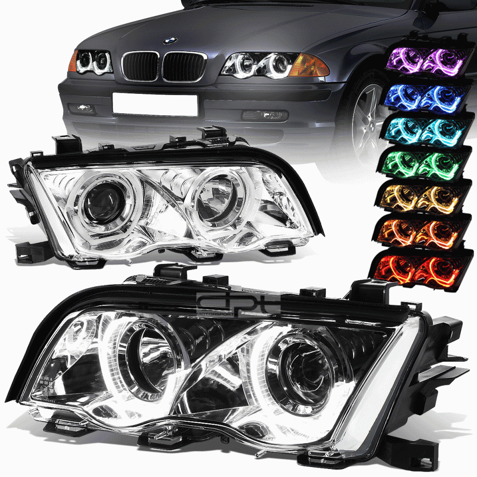 Home Cooking 1999-2001 BMW 3-Series E46 Dual RGB LED U-Halo Projector Headlight Head Lamp