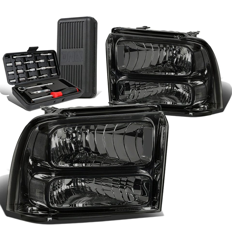 Matte Storage 2005-2007 d Super Duty Pair Smoked/Clear Corner Headlight Lamps+Tool Box