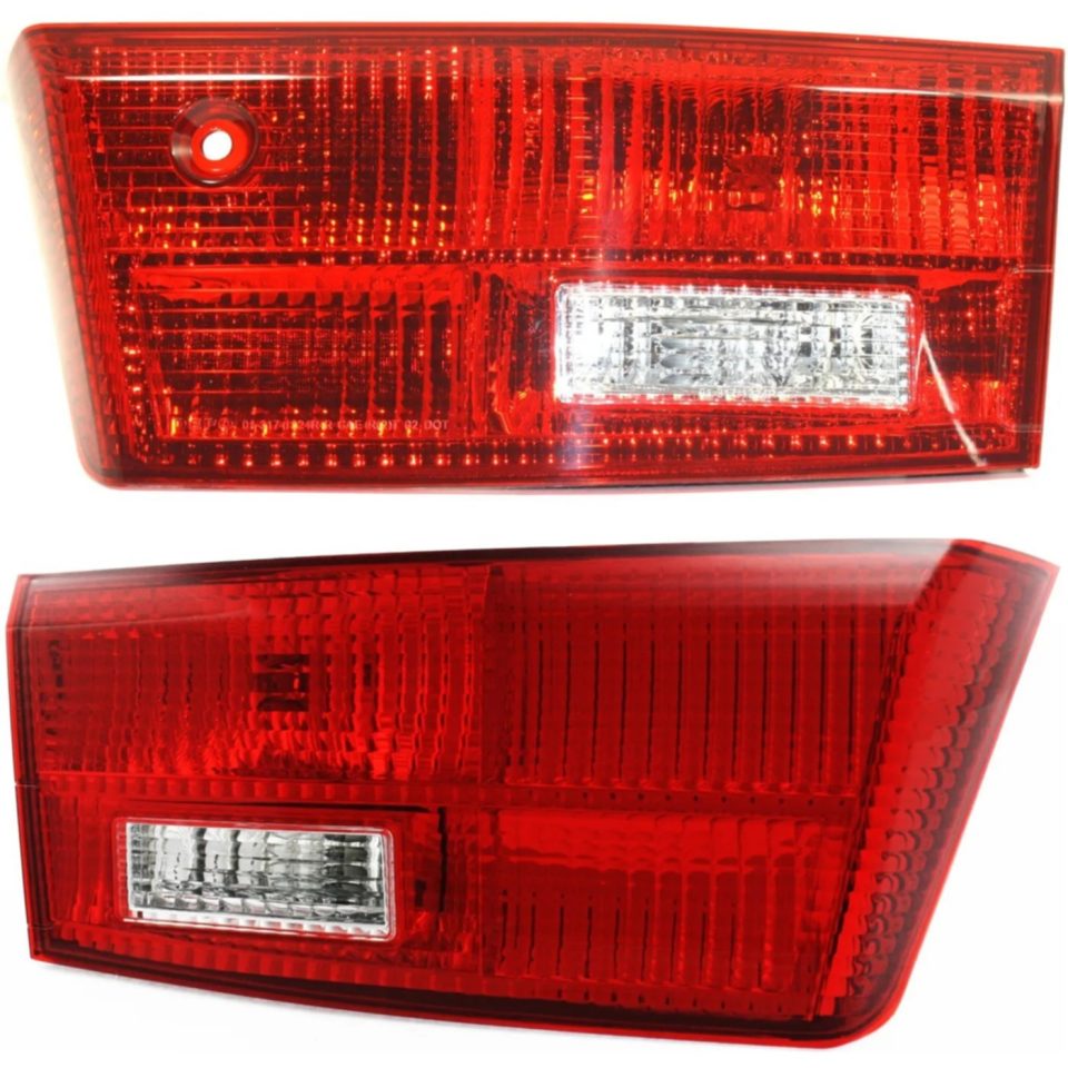 Polished Lightweight Halogen Tail Light Set For 2005 Honda Accord Inner Clear/Red w/ Bulbs 2Pcs