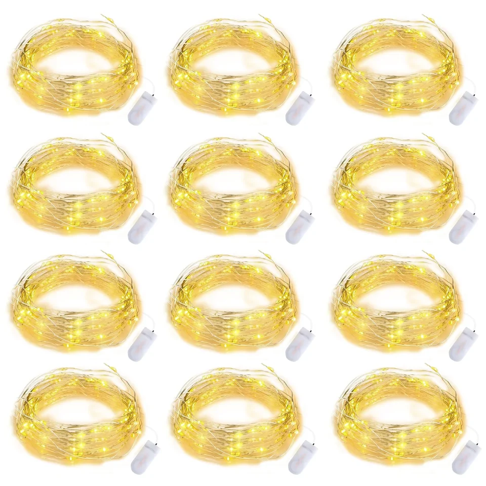 Glass Baking 12 Pack Mini Lights, Emlimny 6.5 ft with 20 LED Fairy Lights Waterproof String Lights for Mason Jar/Centerpiece Table/Bedroom/Wedding /Valentines/Christmas/Outdoors/Indoor Decoration