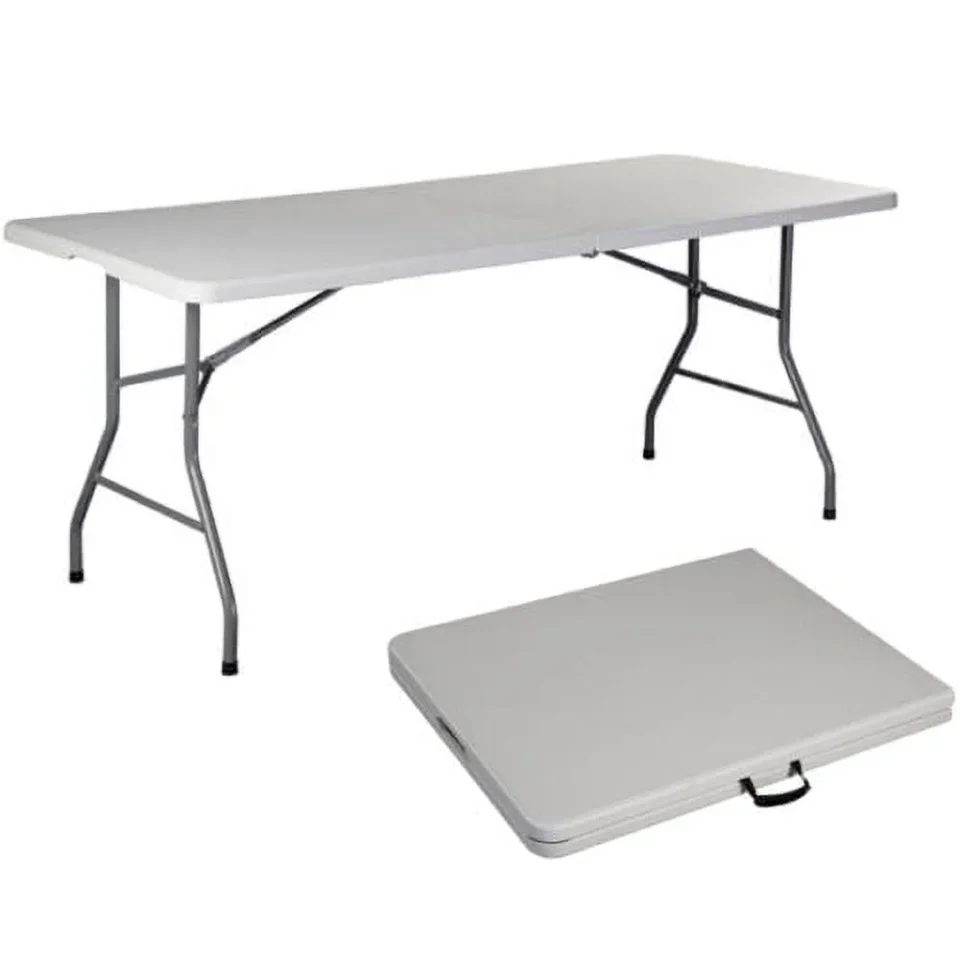 Natural Top-Rated leecrd 6 FT Folding Table Portable Plastic Indoor Home Picnic Party Dining Tables for Outdoor Camping Garden Use