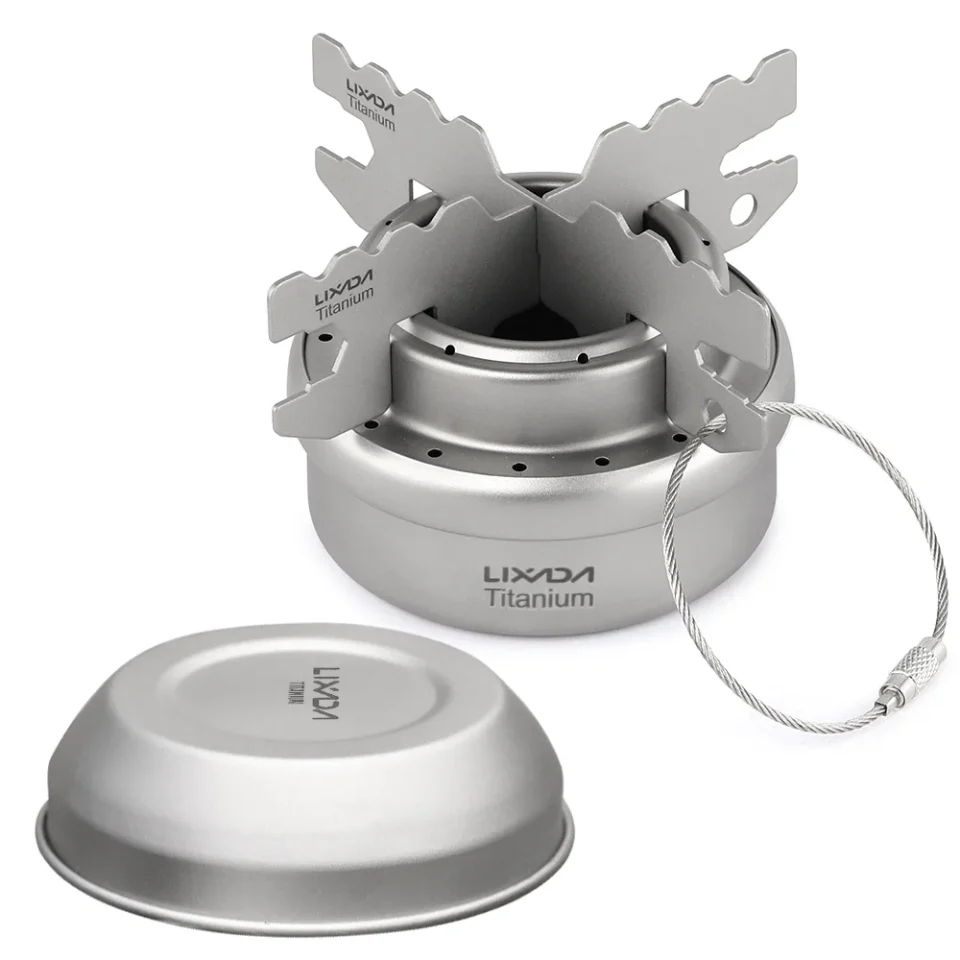Silicone Lixada Portable Stove with Lid, Cross Stove Stand Rack Ideal for Camping, Hiking, and Backpacking Cooking Lightweight and Durable