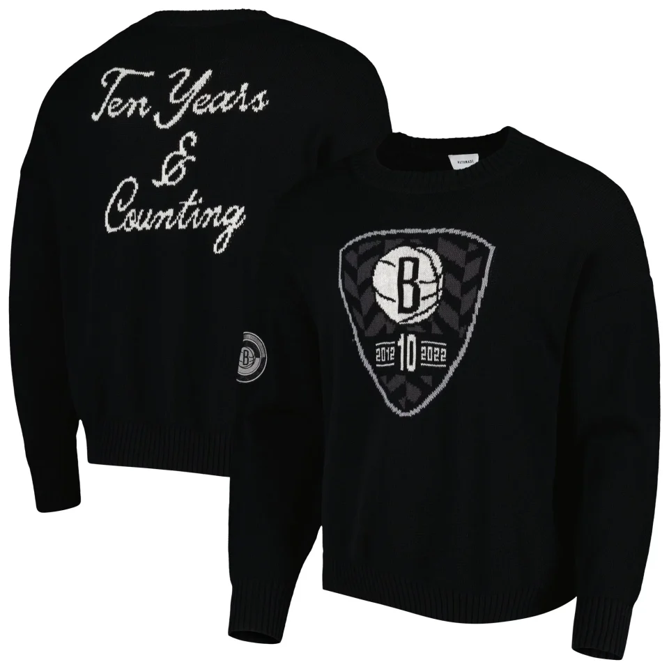 Baking Upgraded Men's AUTHMADE Black Brooklyn Nets 10th Anniversary Pullover Sweater