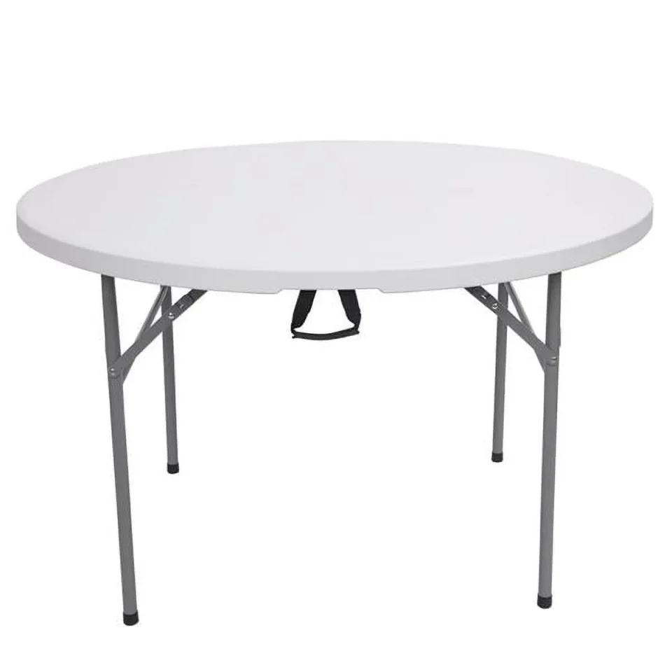 Lightweight Travel Bornmio 48inch Round Folding Table Outdoor Folding Utility Table White