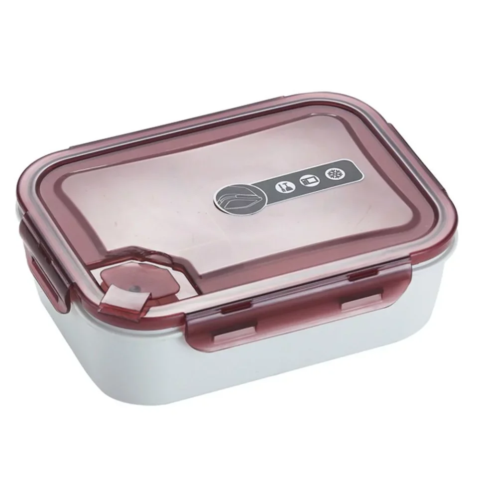 Kitchen Travel for Picnic Camping for Students Office Workers Leakproof Rectangle Grid Food Containers Bento Box Lunch Box for Kids RED