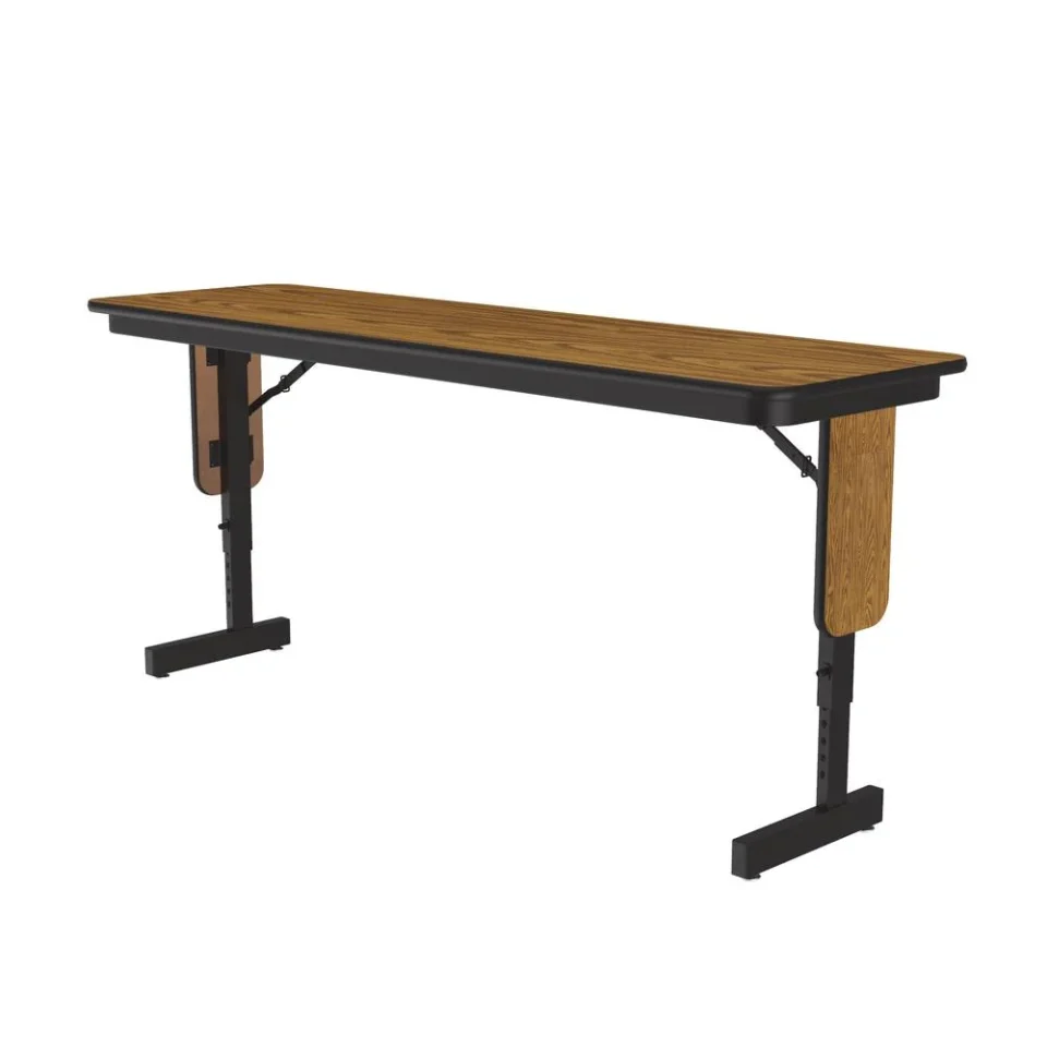Ceramic Bamboo Correll SP 18x60 Adjustable Height Metal/Wood Folding Seminar Table - Medium Oak