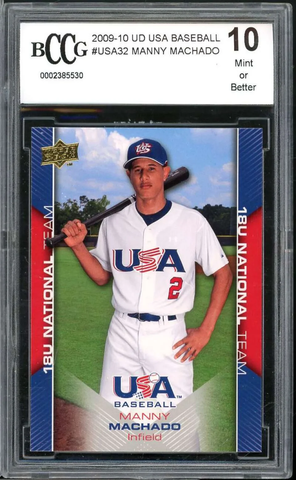 Outdoor Gift-Ready 2009-10 UD USA Baseball #usa32 Manny Machado Rookie Card BGS BCCG 10 Mint+