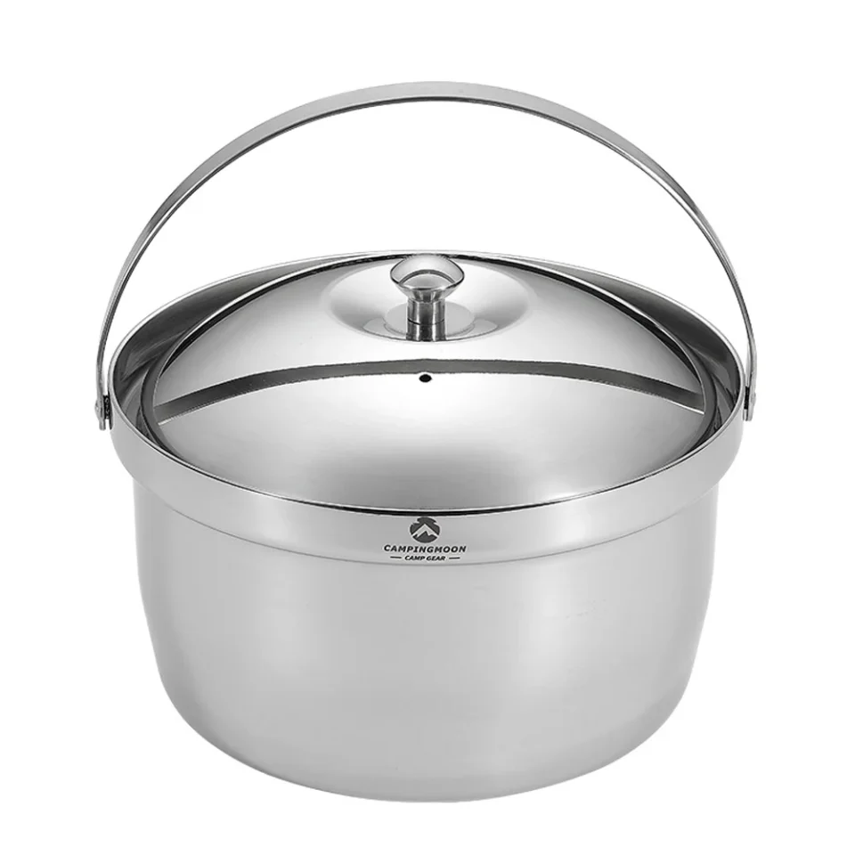Value Durable CAMPINGMOON Portable Picnic Cookware Stainless Steel Pot for Travel Cooking