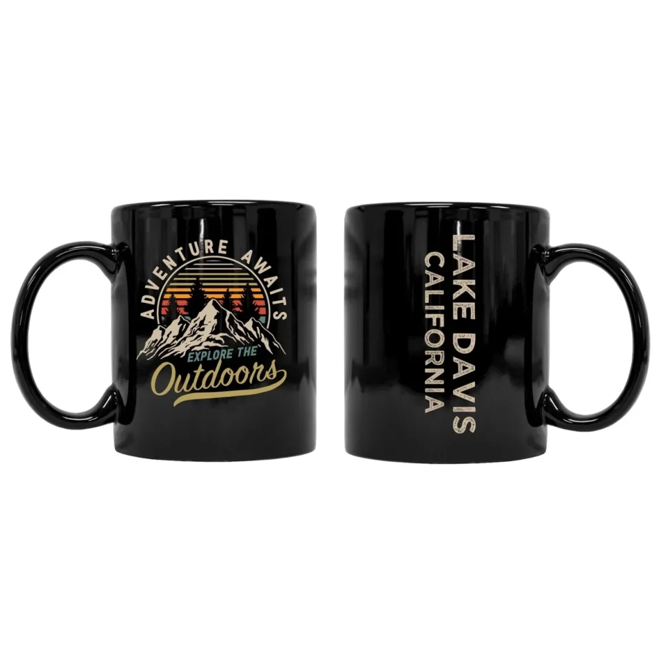 Food-Grade Cast Iron Lake Davis California Souvenir Adventure Awaits 8 oz Coffee Mug 2-Pack
