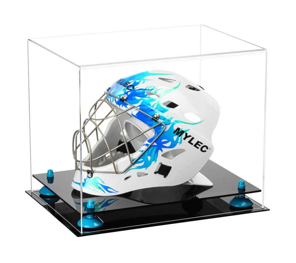 Kitchen Deluxe Clear Acrylic Lacrosse Helmet Display Case with Blue Risers (A002-BLR)