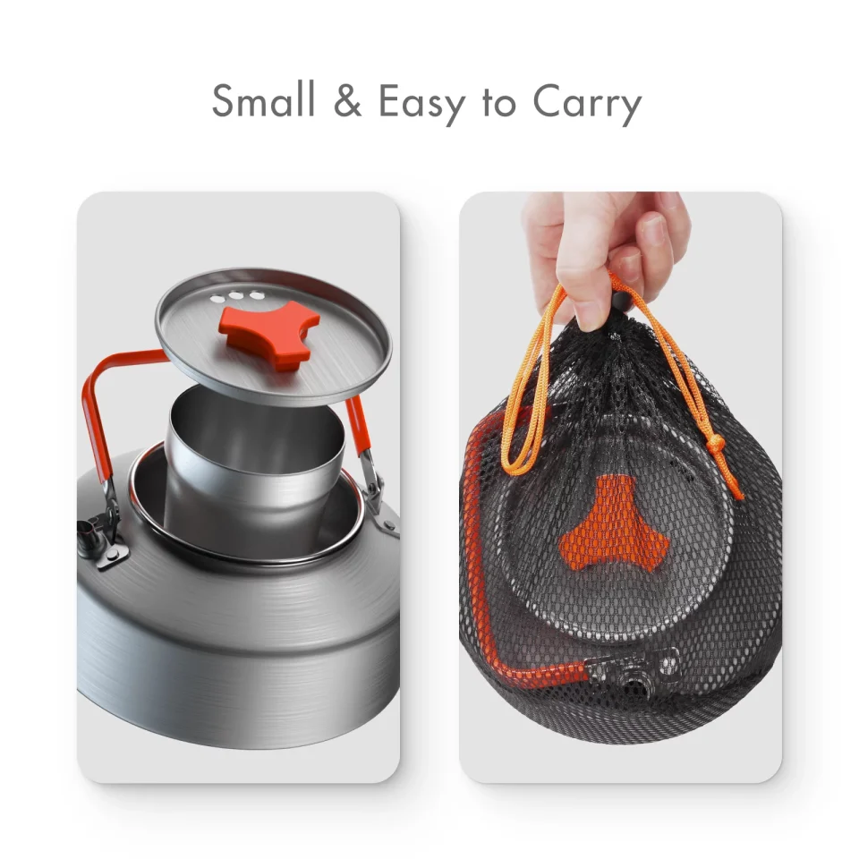 Supreme Natural Walmeck Teapot with Cup Stainless Steel Rustproof -corrosion Tableware Set Kettle Camping Pinic Hiking
