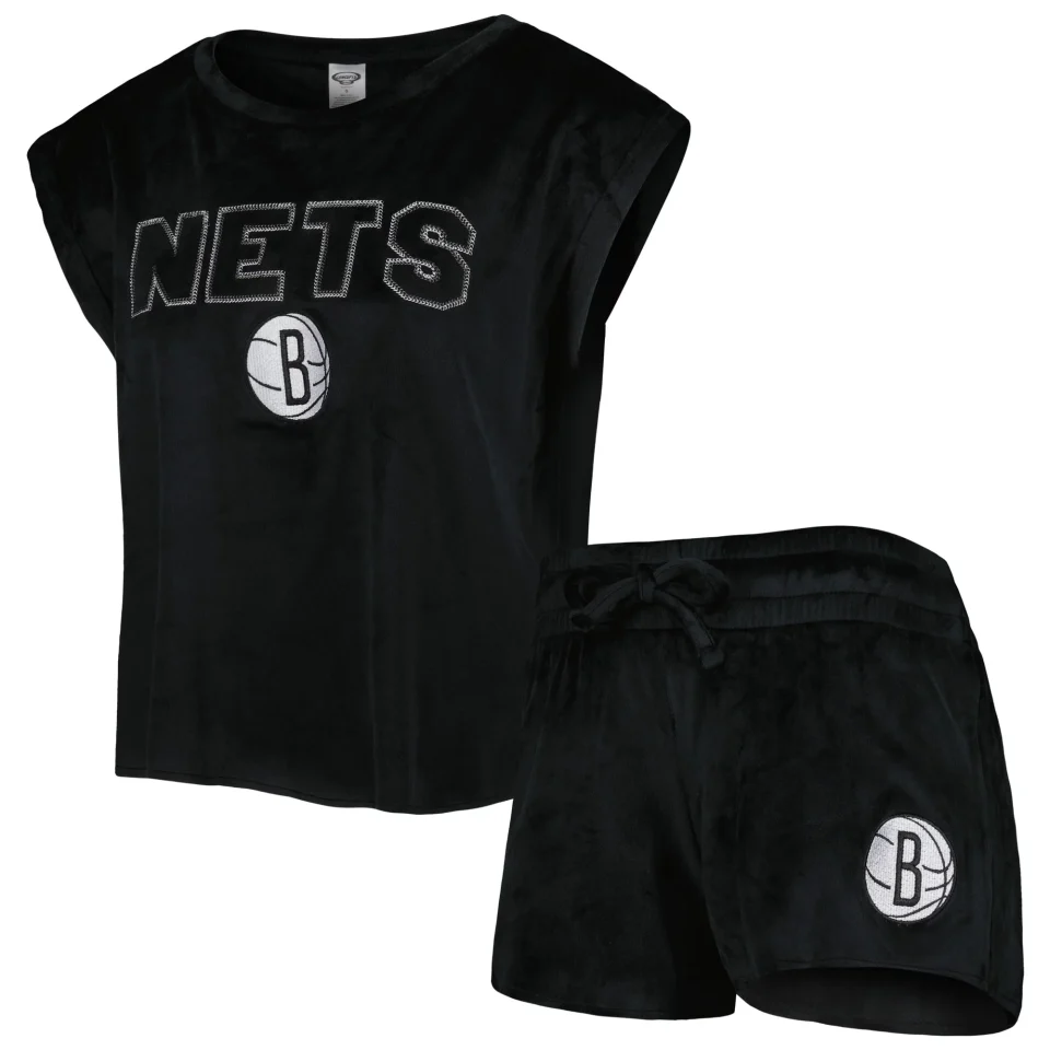 Natural Ceramic Women's Concepts Sport Black Brooklyn Nets Intermission T-Shirt & Shorts Sleep Set