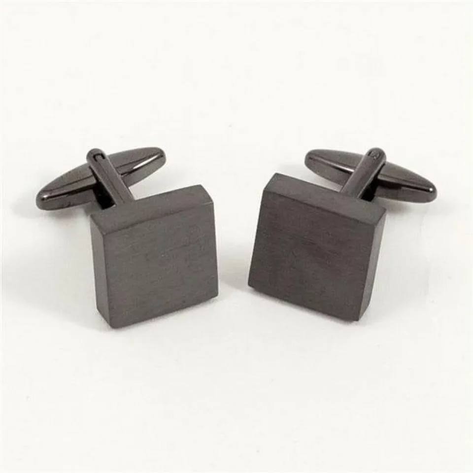 Wooden Bey-Berk International Brushed Gunmetal Square Cufflinks - Gunmetal