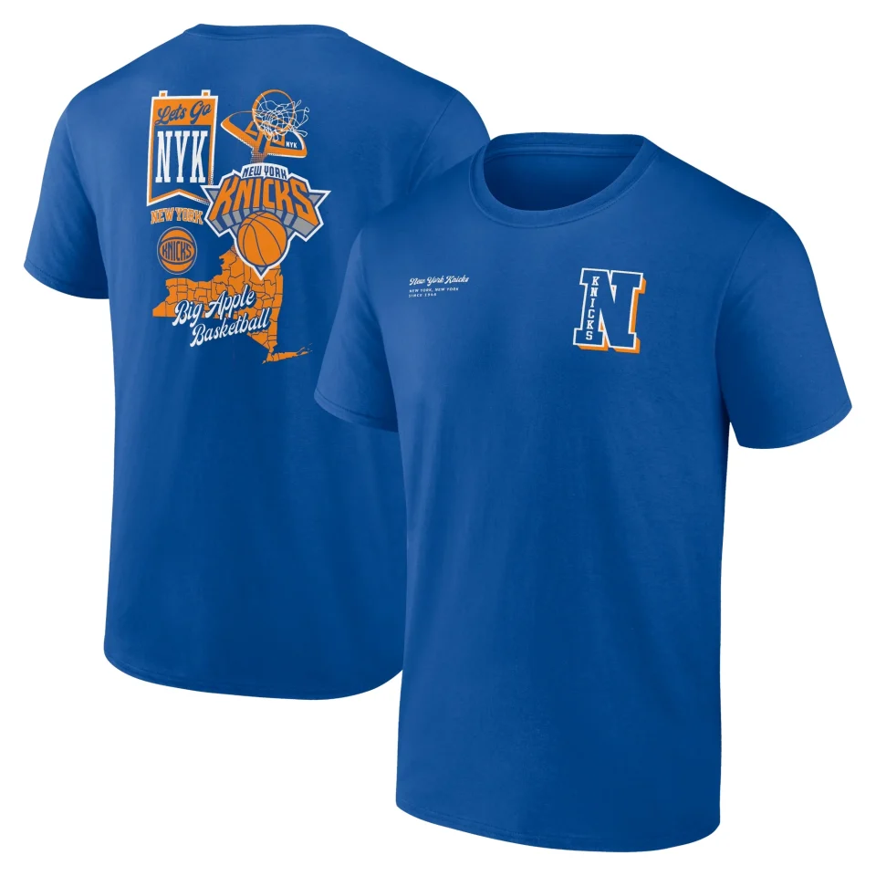 Select Men's Fanatics Branded Blue New York Knicks Split Zone T-Shirt